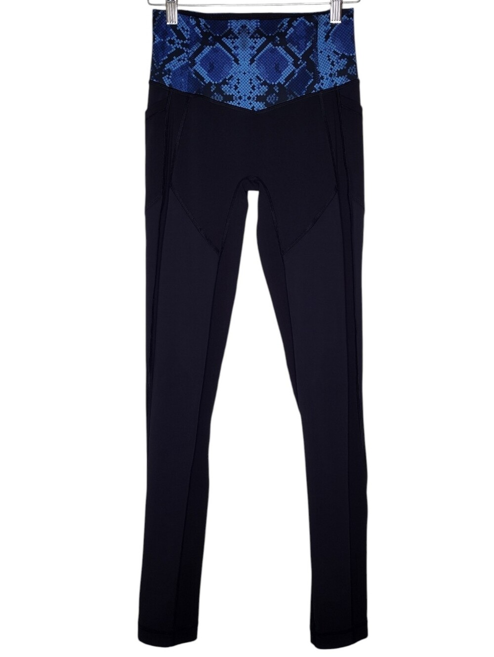 lululemon athletica Blue Snake-Print Waistband High-Rise Athletic Leggings Sz 4